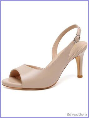 Closed Pointed Toe Slingback Chunky High Heel Ankle Strap Pumps Patent PU